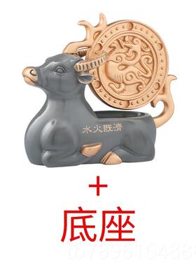 高档现货正品居明201牛年吉祥正南方[犀利牛]摆件办公室当物2时得