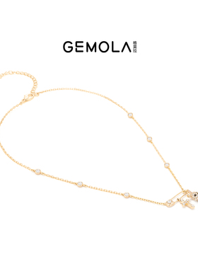 GEMOLA/格莫拉叛逆千金风别针十字架金色甜蜜兔兔项链