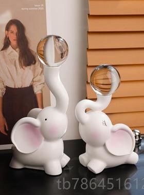 正品贝美水晶球大象轻奢对象摆件汉家居客厅玄关酒柜视软装饰柜电