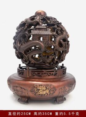 纯黄铜九转干坤青龙鼎客厅办公室中式家居装饰摆件开业礼品工艺品