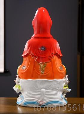 正品新款高档瓷南海坐莲观音佛像家家用供奉观玉瓷世音菩萨客厅居