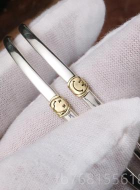 正品amp Jaa经典涅槃笑脸手镯男女25纯银细np款9开口情侣手链手环