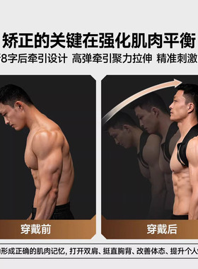 德国背部矫正神器男士专用成人开肩神器脊柱侧弯矫姿带驼背矫正器