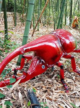 户外仿真蚂蚁雕塑瓢甲虫玻璃钢写实昆虫蜘蛛蜜蜂景区园林草坪装饰