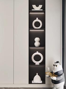 现代简约高级感电视柜酒柜装饰摆件家居客厅艺术白色陶瓷套装摆设