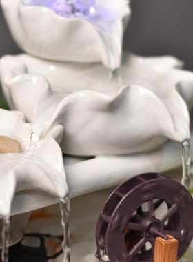 家居创意流水招财生财摆件桌面加湿风水轮球水晶转珠加湿喷泉鱼缸