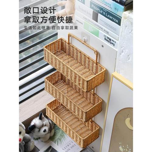 闲储免打孔壁挂式洗漱用品置物架厨房姜蒜收纳阳台绿植多肉盆栽篮 - 图1