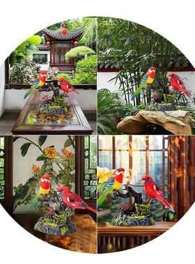 鹦鹉小鸟摆件桌面客厅玄关电视柜酒柜装饰品花园庭院假山鱼池造景