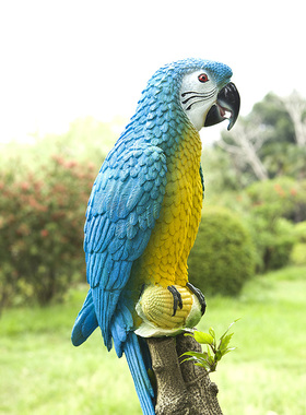 精选创意仿真小鸟摆件彩色仿真鹦鹉假鸟花园橱窗装饰道具工艺装饰