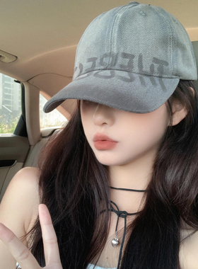 美式复古做旧大檐棒球帽显脸小