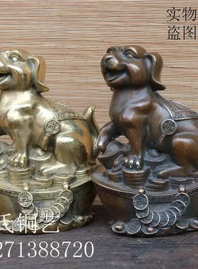铜生肖狗哮天犬家居酒柜玄关桌面动物摆件礼品装饰工艺品