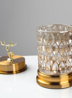 高档创意家居钥匙收纳装储饰摆件家居玻茶美式欧式实用璃糖几果罐