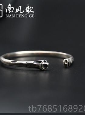 高档南风歌 原创计《骨肋》2手镯 95纯银情侣设 学生 男女