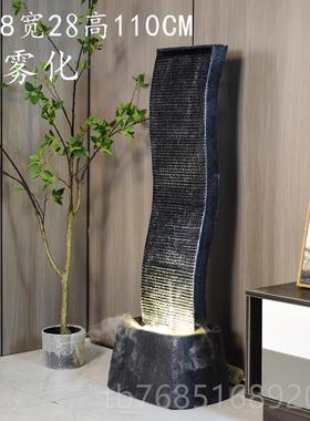 高档办公喷泉流水器水幕系件水墙摆设风水轮软装饰品玄关摆室简约
