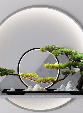 高档客松创意客厅摆件新中迎玄式书房家居办室公关装饰仿真盆景工