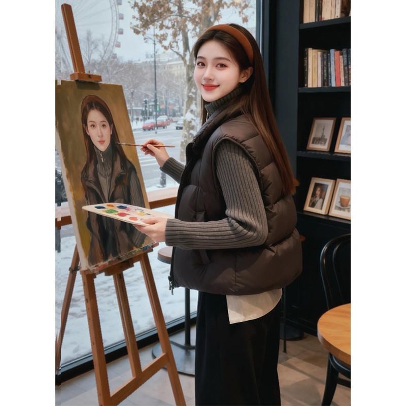 正品高货一整套搭配秋冬装女2025新款韩版高领针织衫棉服马甲休闲 - 图2