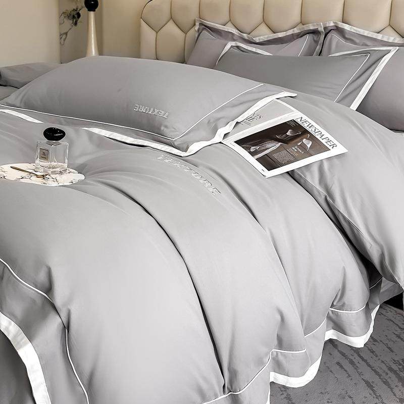 新款50s长绒棉纯棉四件套刺绣工艺款简约床单被套枕套床品四件套,淘宝优惠券,粉丝福利购,淘宝优惠卷