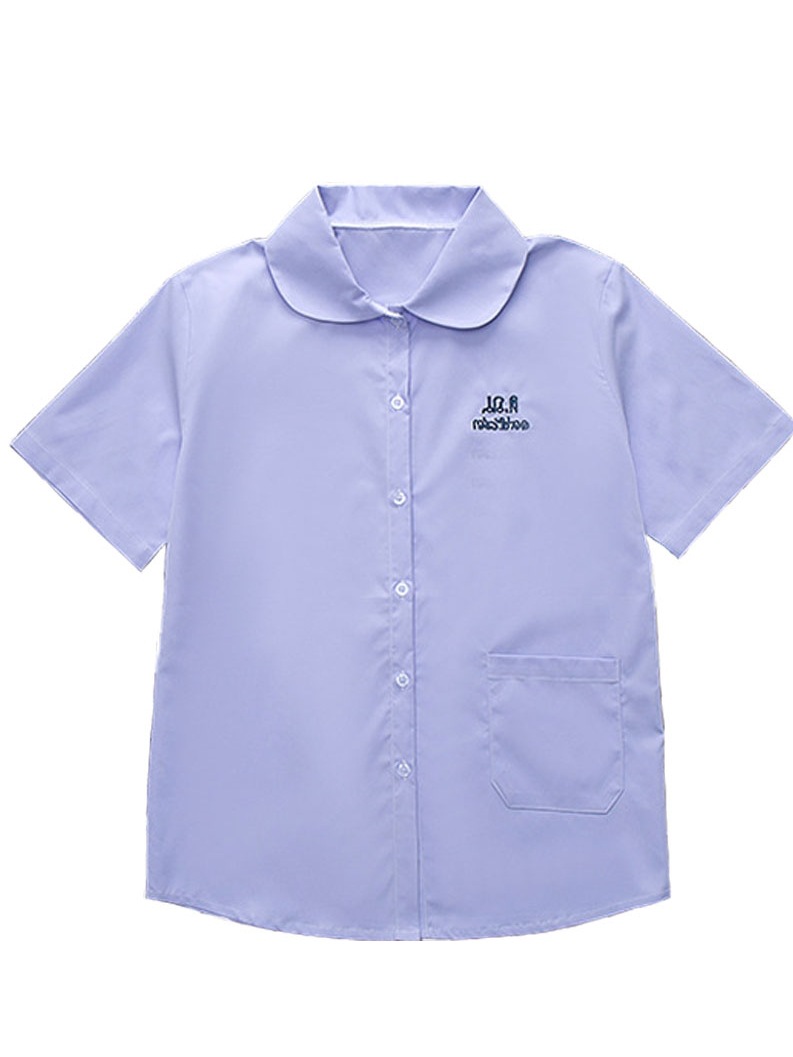 泰国校服小水衬衫紫色白短袖jk高中生夏季学院风女班服衬衫