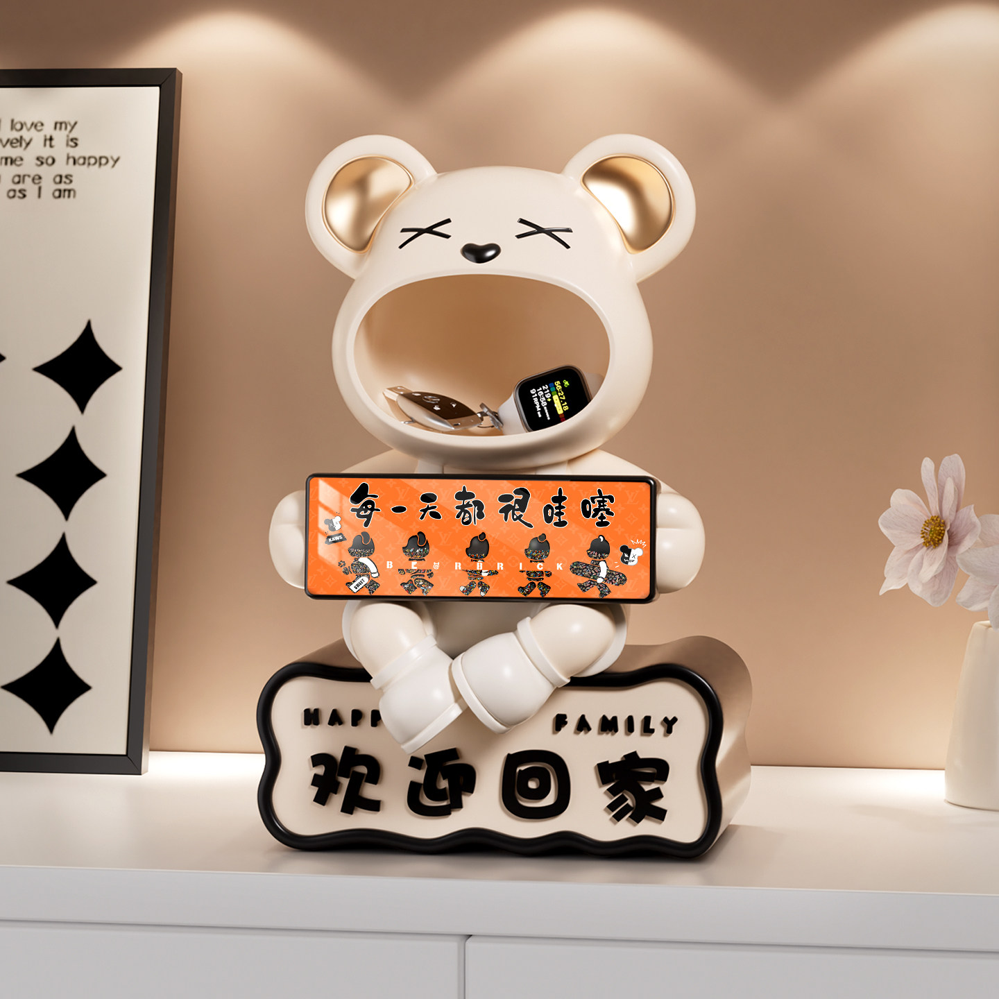 暴力熊摆件入户门口钥匙收纳玄关装饰品欢迎回家鞋柜搬家乔迁礼物,淘宝优惠券,粉丝福利购,淘宝优惠卷