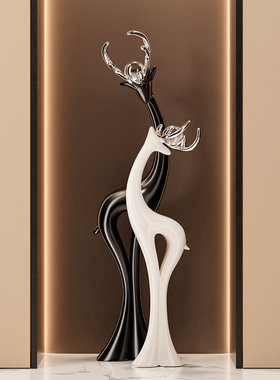 轻奢艺术鹿摆件客厅2026新款一对高级感玄关电视壁龛装饰乔迁礼物