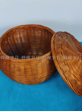 民俗老物件怀旧收藏农村旧农具竹编复古竹篮竹筐手提篮子装饰摆件