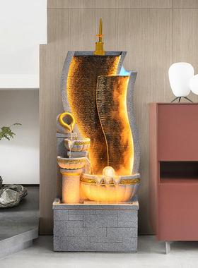 欧式流水喷泉招财摆件循环水客厅公司会所装饰品大型落地室内景观