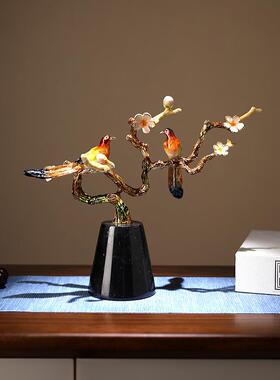 喜上眉梢珐琅彩高档轻奢装饰品乔迁礼物高级感觉小众客厅柜子摆件