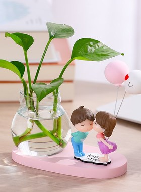 爱女家居桌面办公室酒柜房间卧室装饰品小摆设绿萝水培