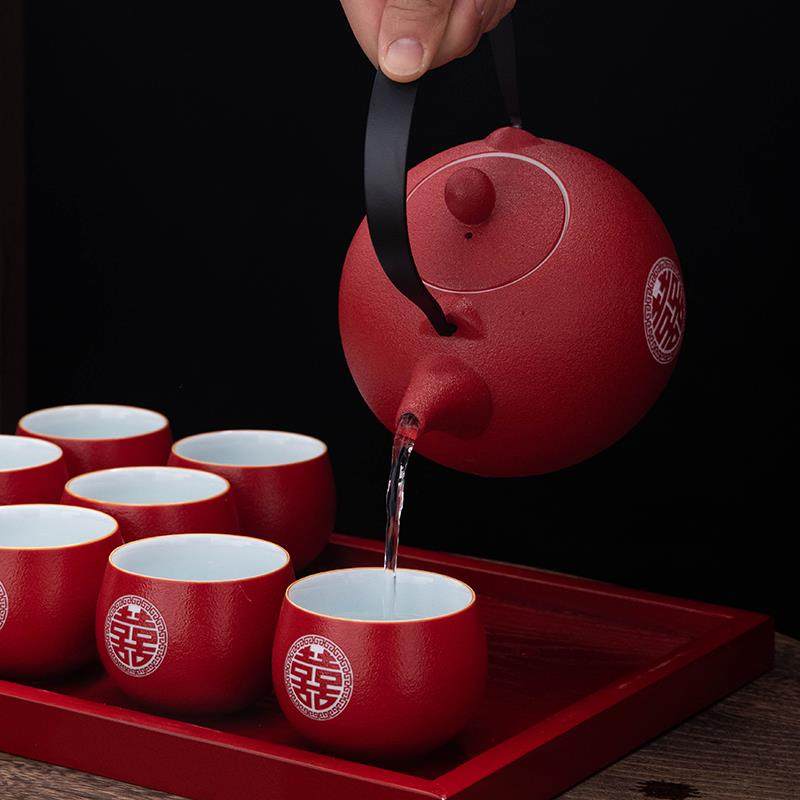 结婚茶具套装敬茶碗茶杯陶瓷红色婚庆用品送礼陪嫁改口杯新婚礼物,淘宝优惠券,粉丝福利购,淘宝优惠卷