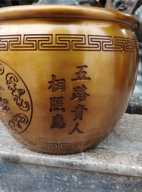 纯铜福缸财宝进门财聚八方多贵人家居客厅酒柜玄关工艺品摆件