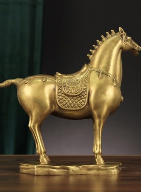 黄铜生肖马纯铜将军马工艺品家居马到成功办公室开业乔迁装饰摆件