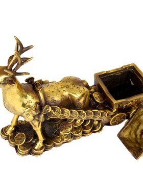 卓好 擦黑色32厘米铜鹿拉车摆件