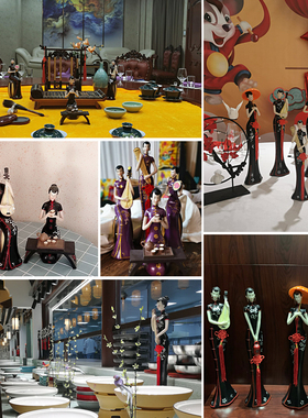 创意中式古典旗袍仕女摆件家居客厅家具饰品工艺品中国风美女人物