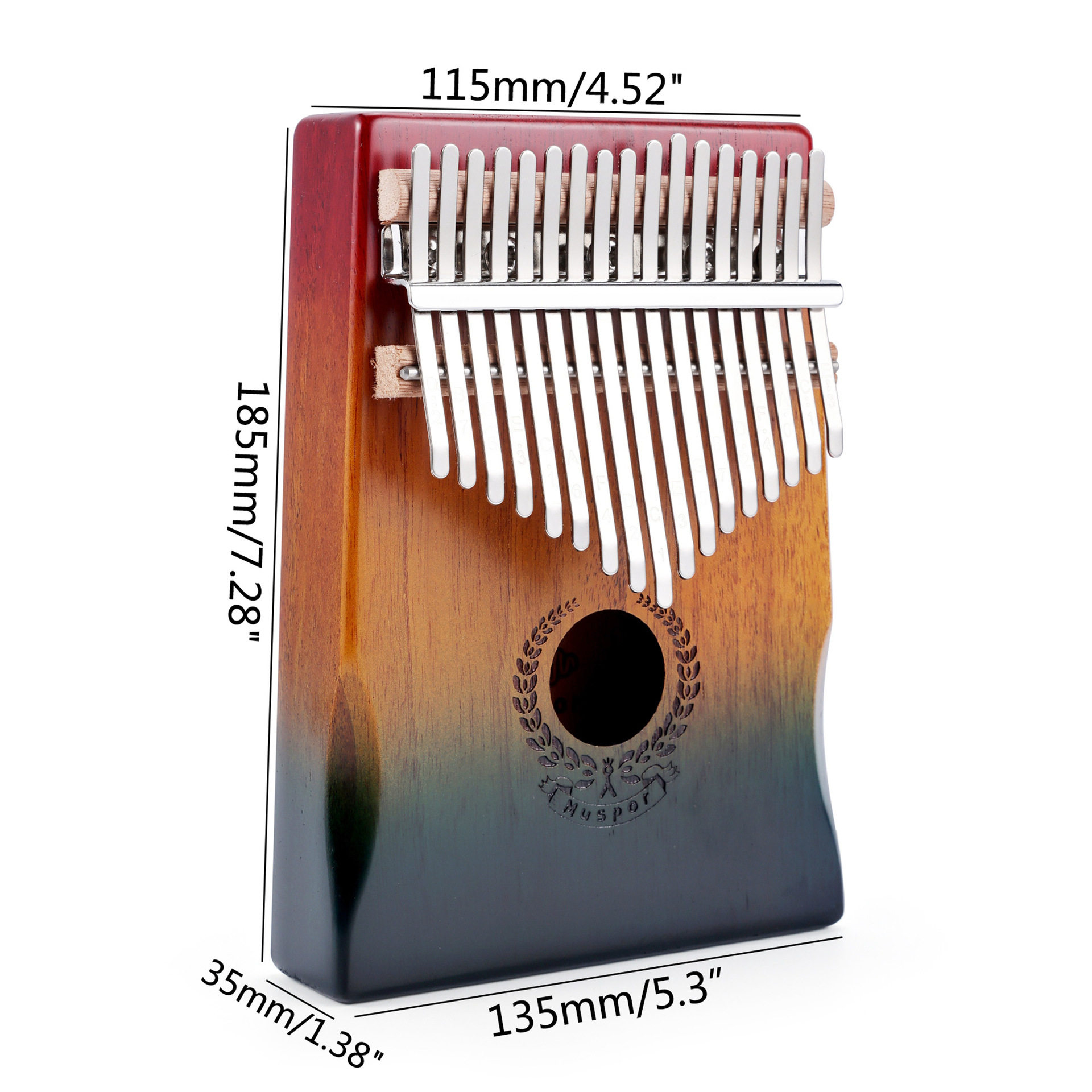 Muspor 17键桃花芯木拇指琴卡林巴kalimba（彩色渐变）,淘宝优惠券,粉丝福利购,淘宝优惠卷