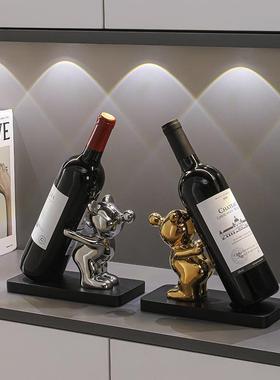 红酒架摆件轻奢高档暴力熊创意客厅酒柜装饰品家居电视餐边柜摆设