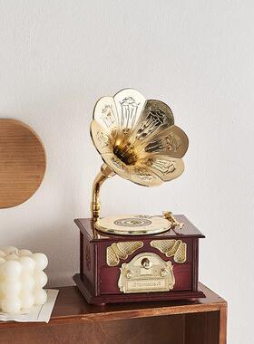 覆古怀旧老物件留声机音乐盒客厅卧室氛围感高级小众桌面摆件装饰