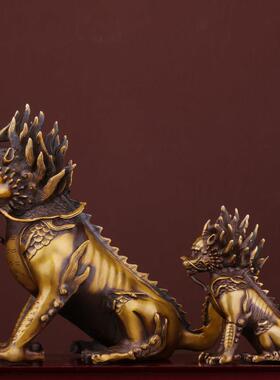 纯铜龙生九子之狻猊 家居风水铜装饰品办公室客厅桌面装饰品摆件