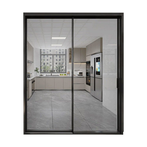 现代简约16极窄推拉门厨房阳台铝合金门静音隔断钢化玻璃滑轮门 - 图3