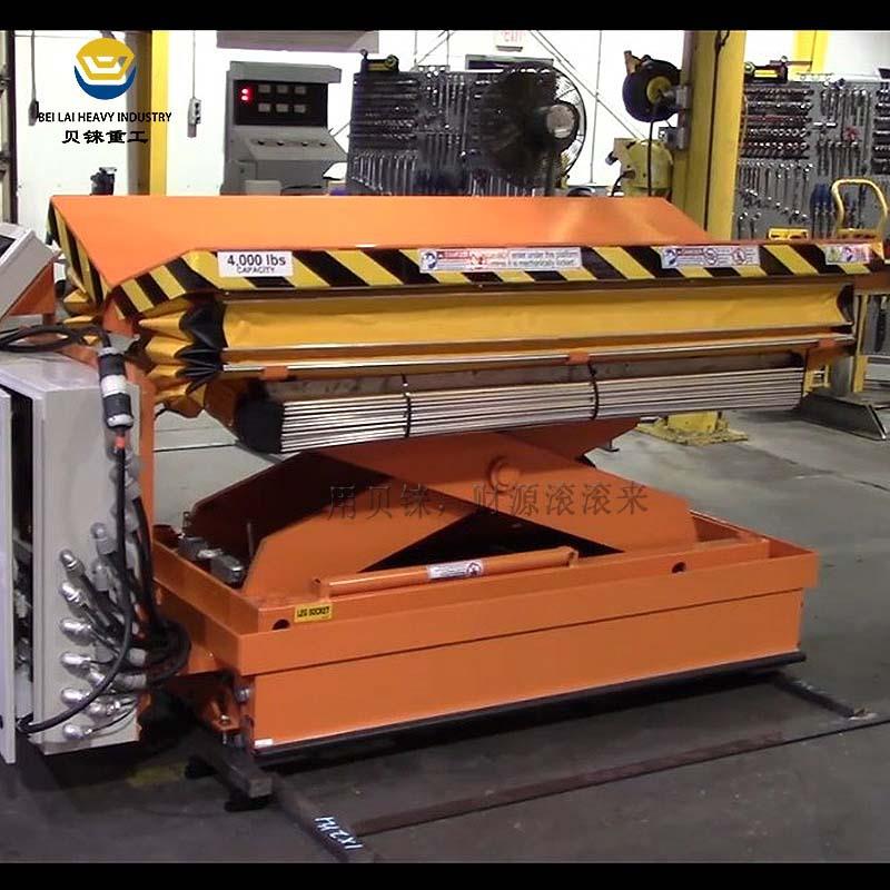 有轨自行式2T剪叉式举升机剪刀升降平台可倾斜双侧翻转轨道升降机 - 图1