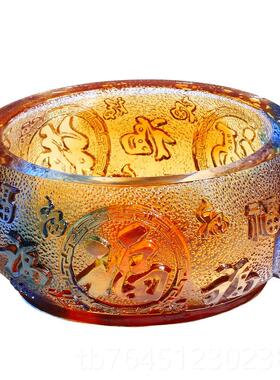 高档琉璃聚宝财位玄关匙收纳盆件家居装饰存钱摆罐中式客厅桌面钥