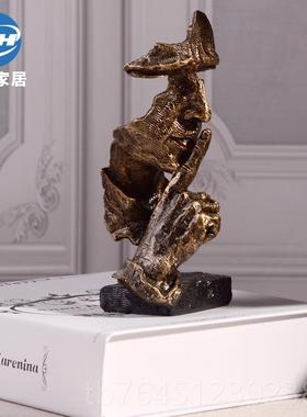 高档沉默是金抽艺术象面脸具摆件创人意简约装饰品办公室书房工艺