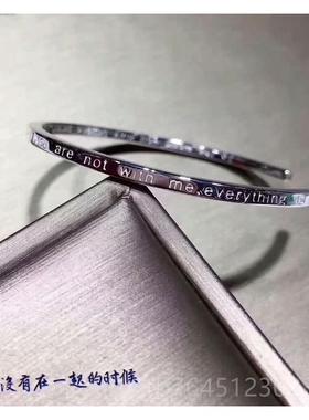 高档99物9银饰足银细英文时手镯约女纯银手环尚简气质礼女饰