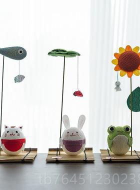 高档日本虎作进口车头摆件龙可爱猫咪兔蛙生日子伴手礼物治愈女青