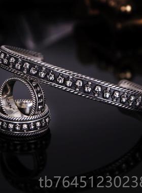 高档VUAL机CN伏尔甘骷髅手镯男纯银红车流行哈雷欧美手工骷髅网银