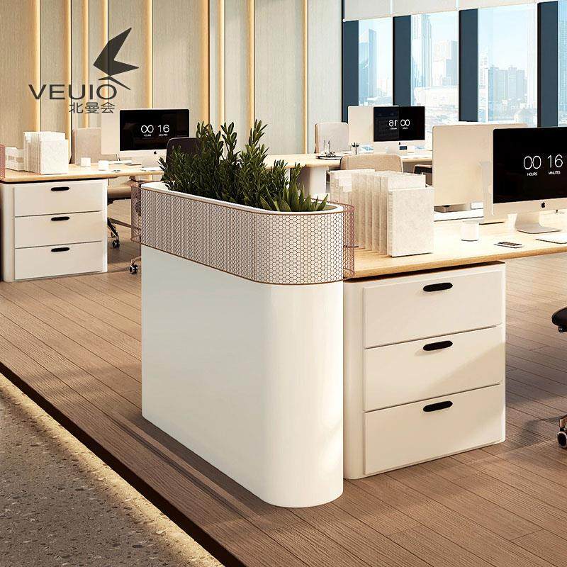 北欧办公室屏风铁艺简约现代开放式办公网红矮隔断花箱花槽柜定制 - 图1