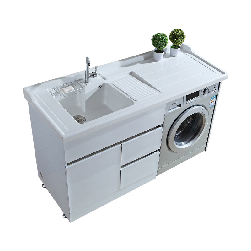 不锈钢洗衣机柜阳台组合带搓板定制切角一体洗衣盆滚筒伴侣浴室柜,淘宝优惠券,粉丝福利购,淘宝优惠卷