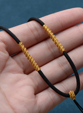 转运结项链绳子玉坠平安扣红黑挂绳黄金翡翠吊坠男女款锁骨链细