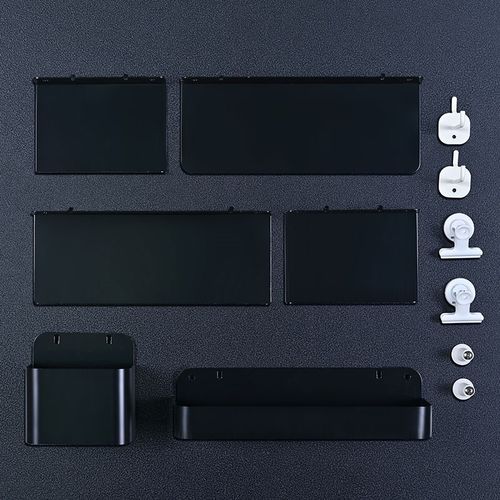 金属洞洞板配件客l厅阳台置物架书架免打孔书桌收纳隔板侧板洞洞 - 图2