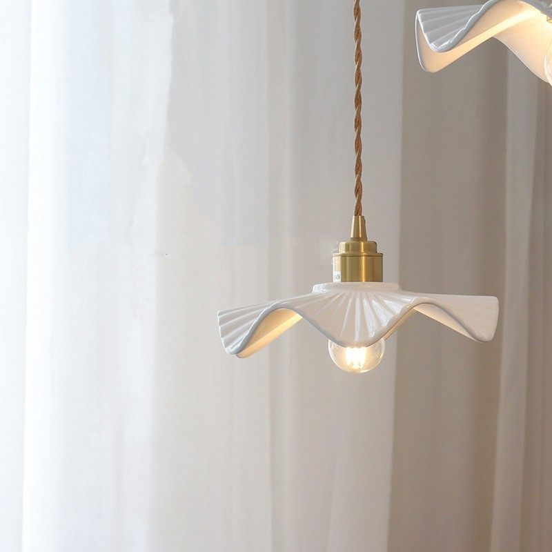 北欧陶瓷百褶裙白色少女心民宿餐厅咖啡店吧台卧室床头气质小吊灯,淘宝优惠券,粉丝福利购,淘宝优惠卷