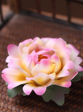 陶瓷手捏牡丹瓷花摆件办公室客厅茶室中式桌面手工家居饰品装饰品